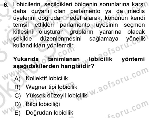 Lobicilik Ve Halkla İlişkiler Dersi 2022 - 2023 Yılı Yaz Okulu Sınav Soruları 6. Soru