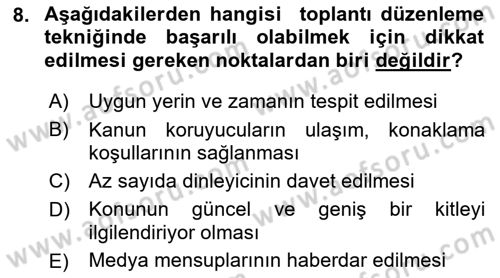 Lobicilik Ve Halkla İlişkiler Dersi 2022 - 2023 Yılı Yaz Okulu Sınav Soruları 8. Soru