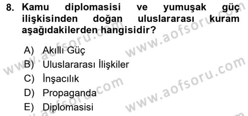 Kamu Diplomasisi Ve Uluslararası Halkla İlişkiler Dersi 2017 - 2018 Yılı (Vize) Ara Sınav Soruları 8. Soru