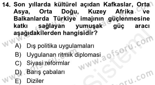 Kamu Diplomasisi Ve Uluslararası Halkla İlişkiler Dersi 2017 - 2018 Yılı (Final) Dönem Sonu Sınavı 14. Soru