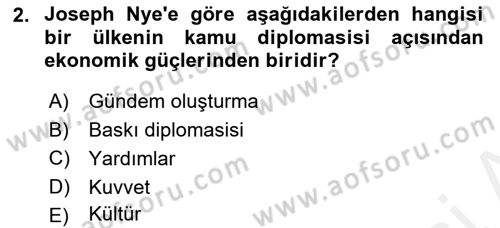 Kamu Diplomasisi Ve Uluslararası Halkla İlişkiler Dersi 2017 - 2018 Yılı (Final) Dönem Sonu Sınavı 2. Soru