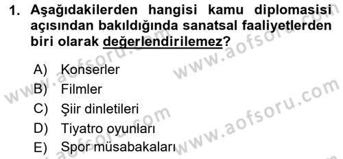 Kamu Diplomasisi Ve Uluslararası Halkla İlişkiler Dersi 2018 - 2019 Yılı 3 Ders Sınavı 1. Soru