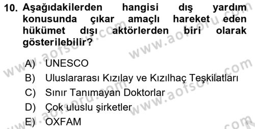 Kamu Diplomasisi Ve Uluslararası Halkla İlişkiler Dersi 2018 - 2019 Yılı 3 Ders Sınavı 10. Soru