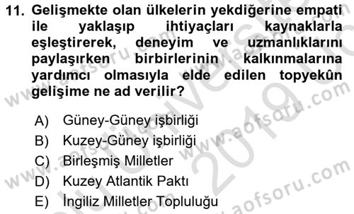 Kamu Diplomasisi Ve Uluslararası Halkla İlişkiler Dersi 2018 - 2019 Yılı 3 Ders Sınavı 11. Soru