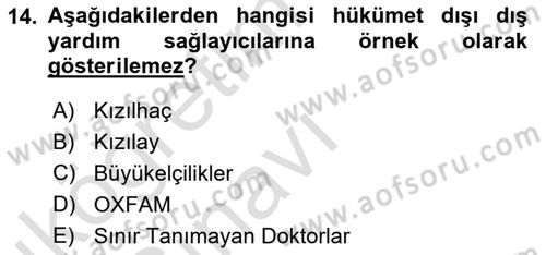 Kamu Diplomasisi Ve Uluslararası Halkla İlişkiler Dersi 2018 - 2019 Yılı 3 Ders Sınavı 14. Soru