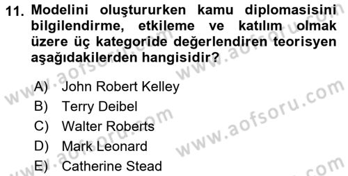 Kamu Diplomasisi Ve Uluslararası Halkla İlişkiler Dersi 2018 - 2019 Yılı (Vize) Ara Sınavı 11. Soru