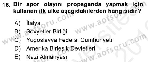 Kamu Diplomasisi Ve Uluslararası Halkla İlişkiler Dersi 2018 - 2019 Yılı (Vize) Ara Sınavı 16. Soru