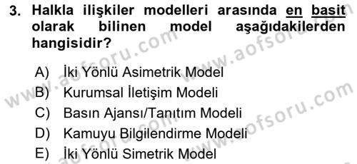 Kamu Diplomasisi Ve Uluslararası Halkla İlişkiler Dersi 2018 - 2019 Yılı (Vize) Ara Sınavı 3. Soru