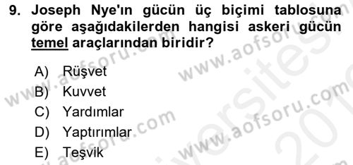 Kamu Diplomasisi Ve Uluslararası Halkla İlişkiler Dersi 2018 - 2019 Yılı (Vize) Ara Sınavı 9. Soru