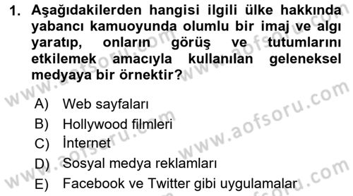 Kamu Diplomasisi Ve Uluslararası Halkla İlişkiler Dersi 2018 - 2019 Yılı (Final) Dönem Sonu Sınavı 1. Soru