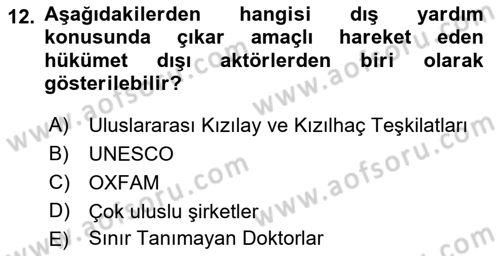 Kamu Diplomasisi Ve Uluslararası Halkla İlişkiler Dersi 2018 - 2019 Yılı (Final) Dönem Sonu Sınavı 12. Soru