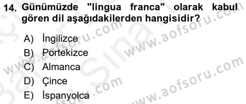 Kamu Diplomasisi Ve Uluslararası Halkla İlişkiler Dersi 2018 - 2019 Yılı (Final) Dönem Sonu Sınavı 14. Soru