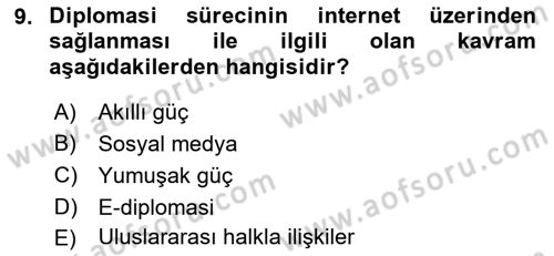 Kamu Diplomasisi Ve Uluslararası Halkla İlişkiler Dersi 2018 - 2019 Yılı (Final) Dönem Sonu Sınavı 9. Soru