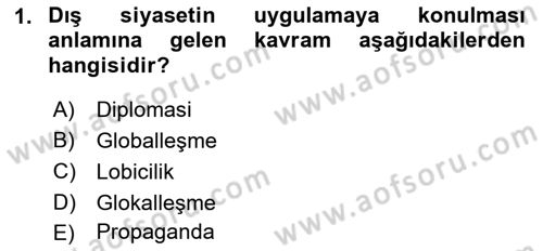 Kamu Diplomasisi Ve Uluslararası Halkla İlişkiler Dersi 2018 - 2019 Yılı Yaz Okulu Sınav Soruları 1. Soru