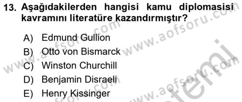 Kamu Diplomasisi Ve Uluslararası Halkla İlişkiler Dersi 2018 - 2019 Yılı Yaz Okulu Sınav Soruları 13. Soru
