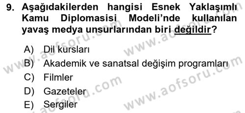 Kamu Diplomasisi Ve Uluslararası Halkla İlişkiler Dersi 2018 - 2019 Yılı Yaz Okulu Sınav Soruları 9. Soru