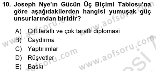 Kamu Diplomasisi Ve Uluslararası Halkla İlişkiler Dersi 2021 - 2022 Yılı (Vize) Ara Sınav Soruları 10. Soru