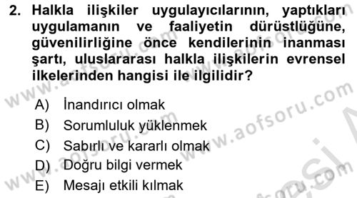 Kamu Diplomasisi Ve Uluslararası Halkla İlişkiler Dersi 2021 - 2022 Yılı (Vize) Ara Sınav Soruları 2. Soru