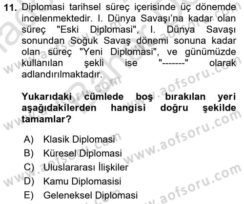 Kamu Diplomasisi Ve Uluslararası Halkla İlişkiler Dersi 2021 - 2022 Yılı (Final) Dönem Sonu Sınav Soruları 11. Soru