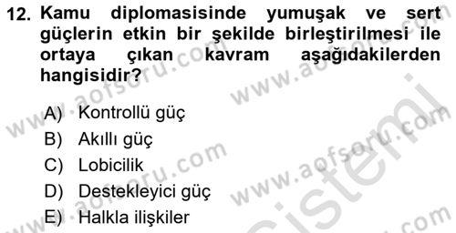 Kamu Diplomasisi Ve Uluslararası Halkla İlişkiler Dersi 2021 - 2022 Yılı (Final) Dönem Sonu Sınav Soruları 12. Soru