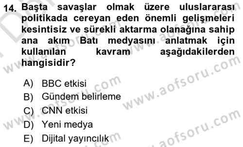 Kamu Diplomasisi Ve Uluslararası Halkla İlişkiler Dersi 2021 - 2022 Yılı (Final) Dönem Sonu Sınav Soruları 14. Soru