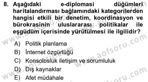 Kamu Diplomasisi Ve Uluslararası Halkla İlişkiler Dersi 2021 - 2022 Yılı (Final) Dönem Sonu Sınav Soruları 8. Soru