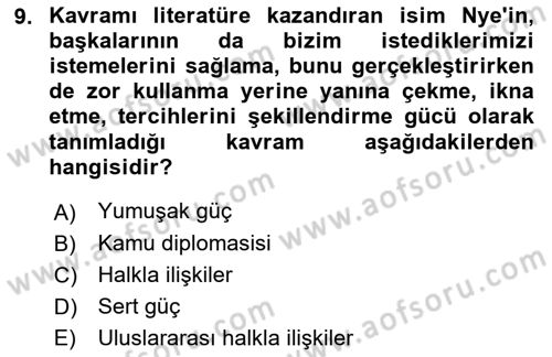 Kamu Diplomasisi Ve Uluslararası Halkla İlişkiler Dersi 2021 - 2022 Yılı (Final) Dönem Sonu Sınav Soruları 9. Soru