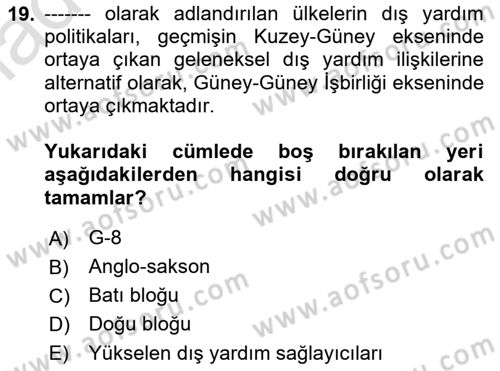 Kamu Diplomasisi Ve Uluslararası Halkla İlişkiler Dersi 2021 - 2022 Yılı Yaz Okulu Sınav Soruları 19. Soru