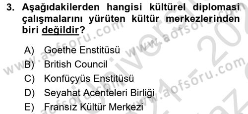 Kamu Diplomasisi Ve Uluslararası Halkla İlişkiler Dersi 2021 - 2022 Yılı Yaz Okulu Sınav Soruları 3. Soru