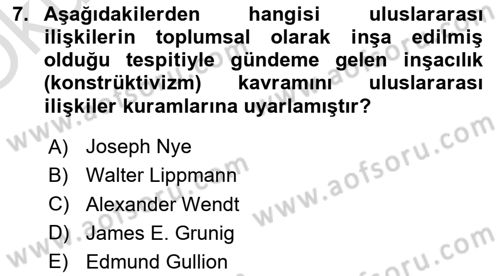 Kamu Diplomasisi Ve Uluslararası Halkla İlişkiler Dersi 2021 - 2022 Yılı Yaz Okulu Sınav Soruları 7. Soru