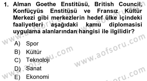 Kamu Diplomasisi Ve Uluslararası Halkla İlişkiler Dersi 2022 - 2023 Yılı Yaz Okulu Sınav Soruları 1. Soru