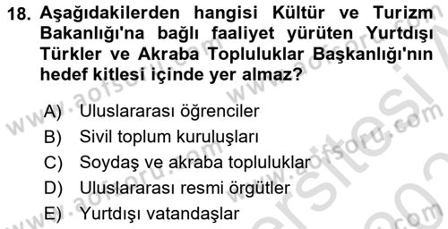 Kamu Diplomasisi Ve Uluslararası Halkla İlişkiler Dersi 2022 - 2023 Yılı Yaz Okulu Sınav Soruları 18. Soru