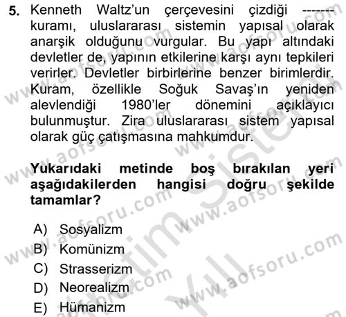 Kamu Diplomasisi Ve Uluslararası Halkla İlişkiler Dersi 2022 - 2023 Yılı Yaz Okulu Sınav Soruları 5. Soru