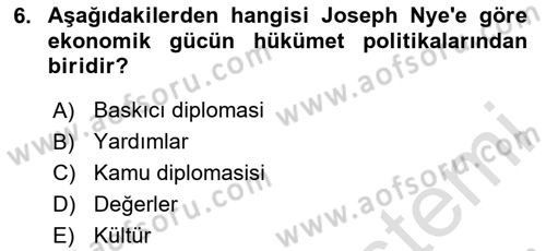 Kamu Diplomasisi Ve Uluslararası Halkla İlişkiler Dersi 2023 - 2024 Yılı (Vize) Ara Sınav Soruları 6. Soru