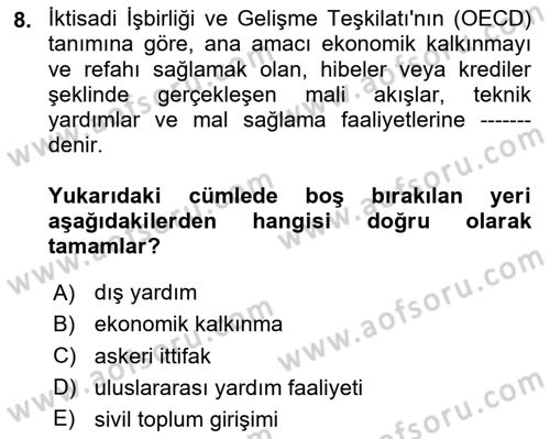 Kamu Diplomasisi Ve Uluslararası Halkla İlişkiler Dersi 2023 - 2024 Yılı (Final) Dönem Sonu Sınav Soruları 8. Soru