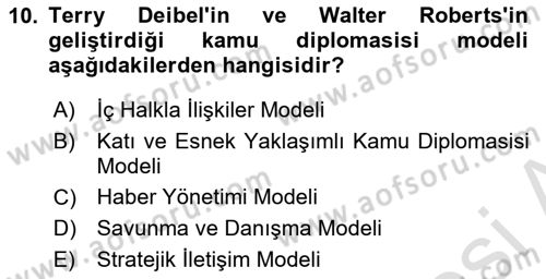 Kamu Diplomasisi Ve Uluslararası Halkla İlişkiler Dersi 2023 - 2024 Yılı Yaz Okulu Sınav Soruları 10. Soru