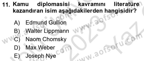 Kamu Diplomasisi Ve Uluslararası Halkla İlişkiler Dersi 2023 - 2024 Yılı Yaz Okulu Sınav Soruları 11. Soru