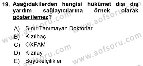 Kamu Diplomasisi Ve Uluslararası Halkla İlişkiler Dersi 2023 - 2024 Yılı Yaz Okulu Sınav Soruları 19. Soru