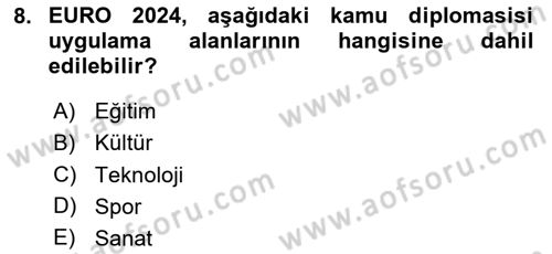 Kamu Diplomasisi Ve Uluslararası Halkla İlişkiler Dersi 2023 - 2024 Yılı Yaz Okulu Sınav Soruları 8. Soru
