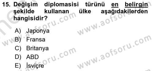 Kamu Diplomasisi Ve Uluslararası Halkla İlişkiler Dersi 2024 - 2025 Yılı (Vize) Ara Sınav Soruları 15. Soru