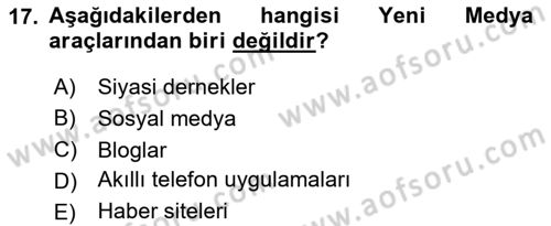 Kamu Diplomasisi Ve Uluslararası Halkla İlişkiler Dersi 2024 - 2025 Yılı (Vize) Ara Sınav Soruları 17. Soru