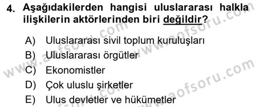 Kamu Diplomasisi Ve Uluslararası Halkla İlişkiler Dersi 2024 - 2025 Yılı (Vize) Ara Sınav Soruları 4. Soru