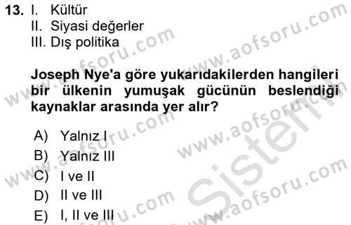 Kamu Diplomasisi Ve Uluslararası Halkla İlişkiler Dersi 2024 - 2025 Yılı (Final) Dönem Sonu Sınav Soruları 13. Soru
