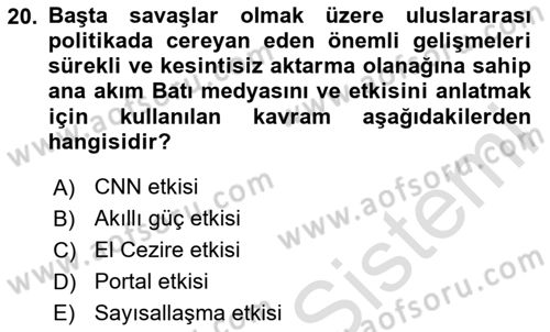 Kamu Diplomasisi Ve Uluslararası Halkla İlişkiler Dersi 2024 - 2025 Yılı (Final) Dönem Sonu Sınav Soruları 20. Soru