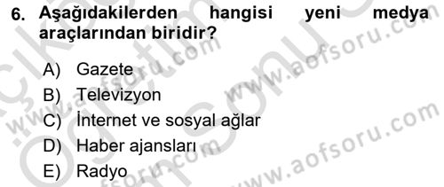 Kamu Diplomasisi Ve Uluslararası Halkla İlişkiler Dersi 2024 - 2025 Yılı (Final) Dönem Sonu Sınav Soruları 6. Soru