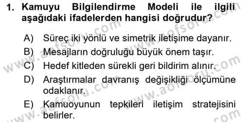 Kamu Diplomasisi Ve Uluslararası Halkla İlişkiler Dersi 2025 - 2026 Yılı (Vize) Ara Sınav Soruları 1. Soru