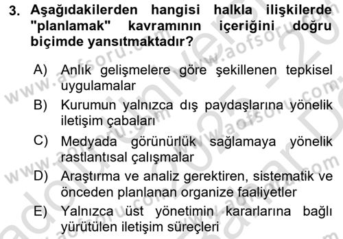 Kamu Diplomasisi Ve Uluslararası Halkla İlişkiler Dersi 2025 - 2026 Yılı (Vize) Ara Sınav Soruları 3. Soru