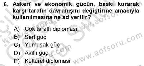 Kamu Diplomasisi Ve Uluslararası Halkla İlişkiler Dersi 2025 - 2026 Yılı (Vize) Ara Sınav Soruları 6. Soru
