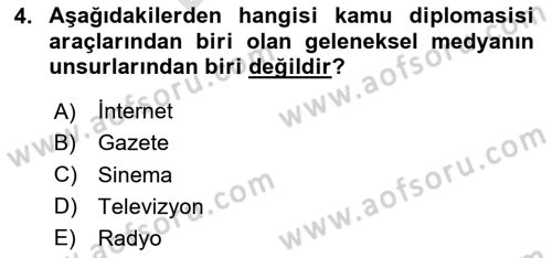 Kamu Diplomasisi Ve Uluslararası Halkla İlişkiler Dersi 2025 - 2026 Yılı (Final) Dönem Sonu Sınav Soruları 4. Soru