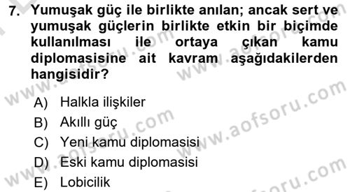 Kamu Diplomasisi Ve Uluslararası Halkla İlişkiler Dersi 2025 - 2026 Yılı (Final) Dönem Sonu Sınav Soruları 7. Soru